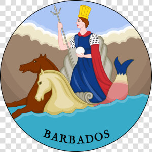 Chariot Drawn By Seahorses While Holding A Trident   Barbados 1816 Flag  HD Png Download