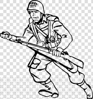 Army Clipart Outline Picture Library Download Hd Soldier   Soldier Clipart Black And White  HD Png Download