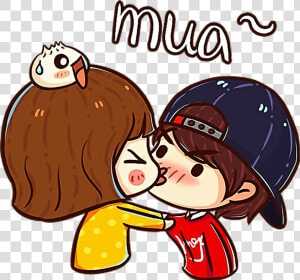 Girlandboy Cute Kiss Love Couple Ftestickers   Love Cute Cartoon Couple  HD Png Download