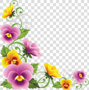 ✿ Pensées  Tube Png Fleur  Dessin   Corner Flower Borders Png  Transparent Png
