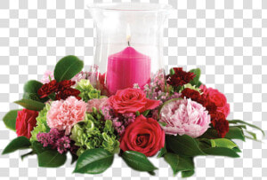 Floral Arrangements With Candle  HD Png Download