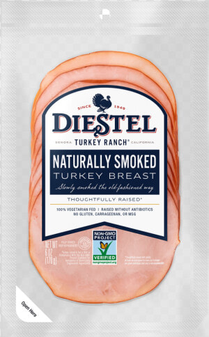 Deli Pre sliced Turkeybreast Naturallysmoked Nongmo   Diestel Smoked Turkey  HD Png Download