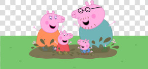 Transparent Peppa Pig Clipart   Peppa Pig Family Muddy Puddle  HD Png Download