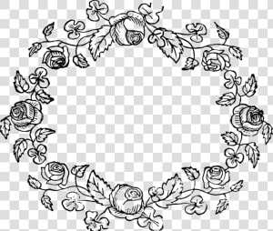 Wreath Floral Design Rose Flower Drawing   Rose Wreath Clipart Black And White  HD Png Download