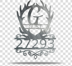 Antler Address  Initial   amp  Name Customizable Metal  HD Png Download