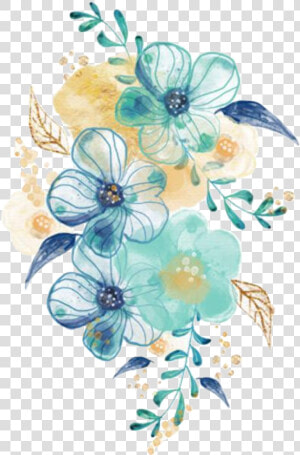  watercolor  flowers  floral  bouquet  blue  teal  turquoise   Transparent Teal Watercolor Flowers  HD Png Download