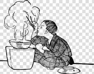 Boy Eats With Chopsticks   Vintage Japanese Drawing  HD Png Download