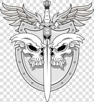 Shield Skull Sword Illustration Vector Human Symbolism   Sword And Shield Line Art  HD Png Download