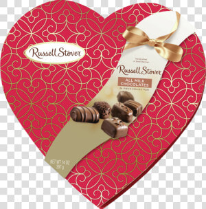 Russell Stover Decorative All Milk Assorted Chocolates   Heart Chocolates Russell Stovers  HD Png Download