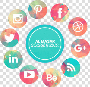 Al Masar Media Social Media Marketing   Watercolor Social Media Icons  HD Png Download
