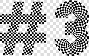 Black And White Checkered Number 3  HD Png Download