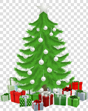 Drawing Lovely Christmas Tree With Presents 11 Transparent   Christmas Tree And Presents Clipart  HD Png Download