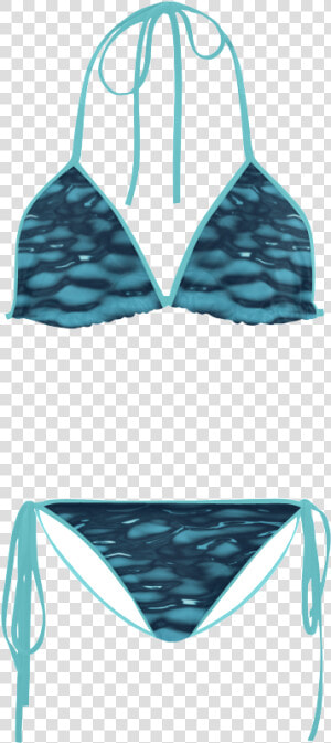 Blue Water Waves Custom Bikini Swimsuit   Ugly Christmas Sweater Bikini  HD Png Download