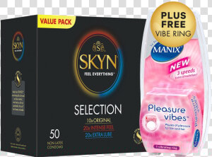 Skyn® Selection 50 Pack Of Non latex Condoms Plus Free   Manix  HD Png Download