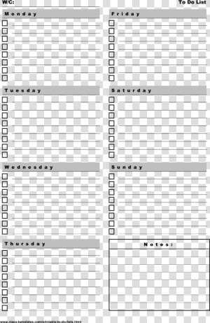 Printable To do List 7 Days A Week Portrait Main Image   Printable 7 Day Weekly Planner Template  HD Png Download