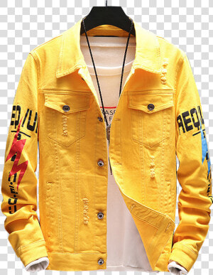 9107 Yellow Jean Jacket fashionable Jean Jacket custom   Pocket  HD Png Download