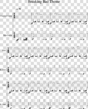 Breaking Bad Theme Sheet Music 1 Of 2 Pages   Breaking Bad Theme Guitar Music  HD Png Download