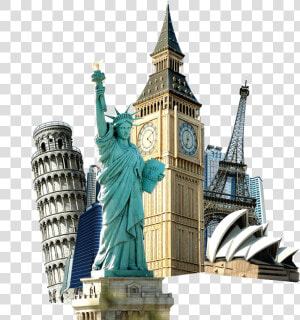 Of Travel Eiffel Liberty Buckle Statue World Clipart   Eiffel Tower Big Ben  HD Png Download