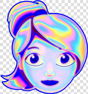  girl  emoji  ponytail  holographic  freetoedit  HD Png Download