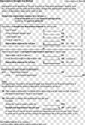 Depreciation Straight Line Method Pdf  HD Png Download