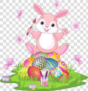 Easter Bunny Vector Png   Easter Bunny Painting Eggs  Transparent Png