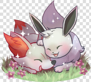 Shiny Fennekin And Eevee  HD Png Download