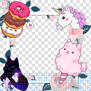  cute  unicorn  galaxy  frame  cottoncandy  donuts  HD Png Download