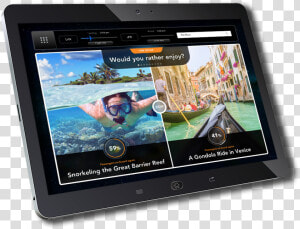 Tablet Computer Showing Our Trip Or Dip Inflight Travel   Tablet Computer  HD Png Download
