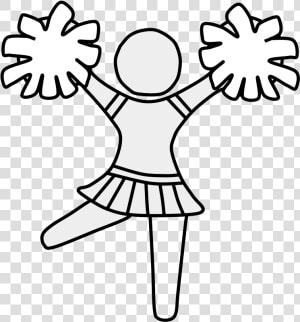Cheerleader  Pom poms  Black And White   Line Art  HD Png Download