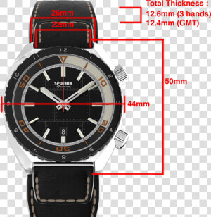 Gruman Sputnik 3hands Black Specifications   Caterpillar Watch Women  HD Png Download