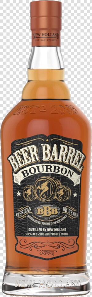 A Bottle With A White Sign With Black Text With Jack   New Holland Beer Barrel Bourbon  HD Png Download