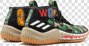 Adidas Dame4 Bape Green Shark Abc Camo  HD Png Download