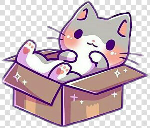  kawaii  cute  kitty  cat  kittens  box  kittyinabox   Cat In Box Drawing  HD Png Download