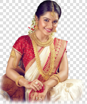Bridal South Indian Saree For Bride  HD Png Download
