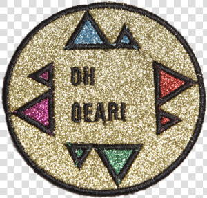 Glitter Oh Dear Round Golden Patch Applique   Emblem  HD Png Download