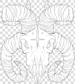 Grey Ink Outline Goat Head Tattoo Design  HD Png Download
