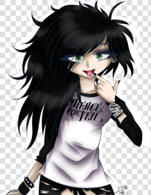 Transparent Emo Hair Clipart   Cute Emo Anime Girl  HD Png Download