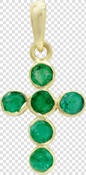 14k Yellow Gold Bezel Set Cross Pendant With Emerald   Pendant  HD Png Download