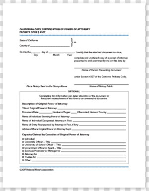 California Copy Certification Of Power Of Attorney  HD Png Download