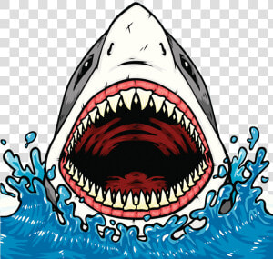 Transparent Shark Outline Png   Open Mouth Shark Drawing  Png Download