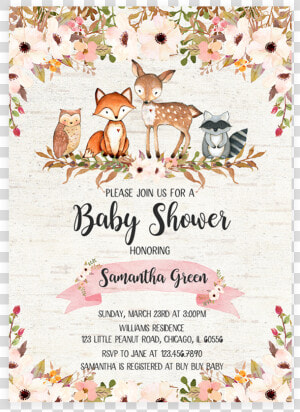 Woodland Baby Shower Invitations Fall Themed  HD Png Download