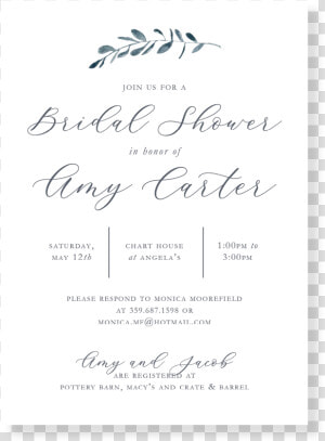 Amy Bridal Shower Invitation  HD Png Download