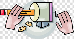 Vector Illustration Of Hands Sharpening Pencil Writing   Clip Art Sharpen Pencil  HD Png Download