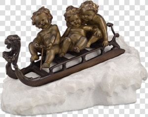 Children Sledding Bronze Sculpture By Gori   Statue  HD Png Download