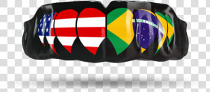 America Brazil Fangs Class   Mouth Guard Two Flags  HD Png Download