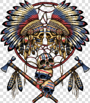 Two Skulls Dreamcatcher The   Native American War Dreamcatcher  HD Png Download