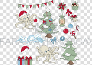 Dibujo Pulpo Navidad  HD Png Download