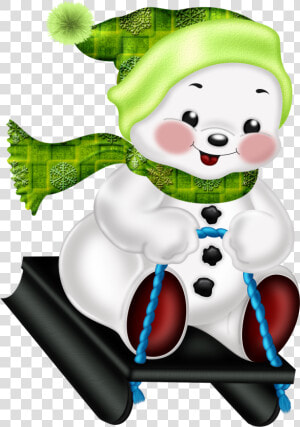 Muñeco De Nieve En Trineo   Png Download   Clip Art Christmas Sled  Transparent Png