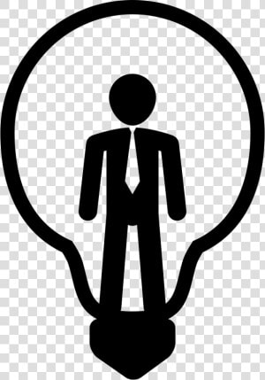 Businessman Standing Inside A Light Bulb   Lightbulb Dollar Icon  HD Png Download