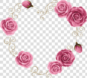 rosen  gold  flower  heart  frame   Transparent Background Wedding Invitation Love Flower  HD Png Download